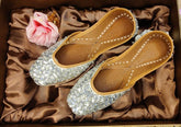 Light Grey Colour Jutti With Heavy Sequins Work