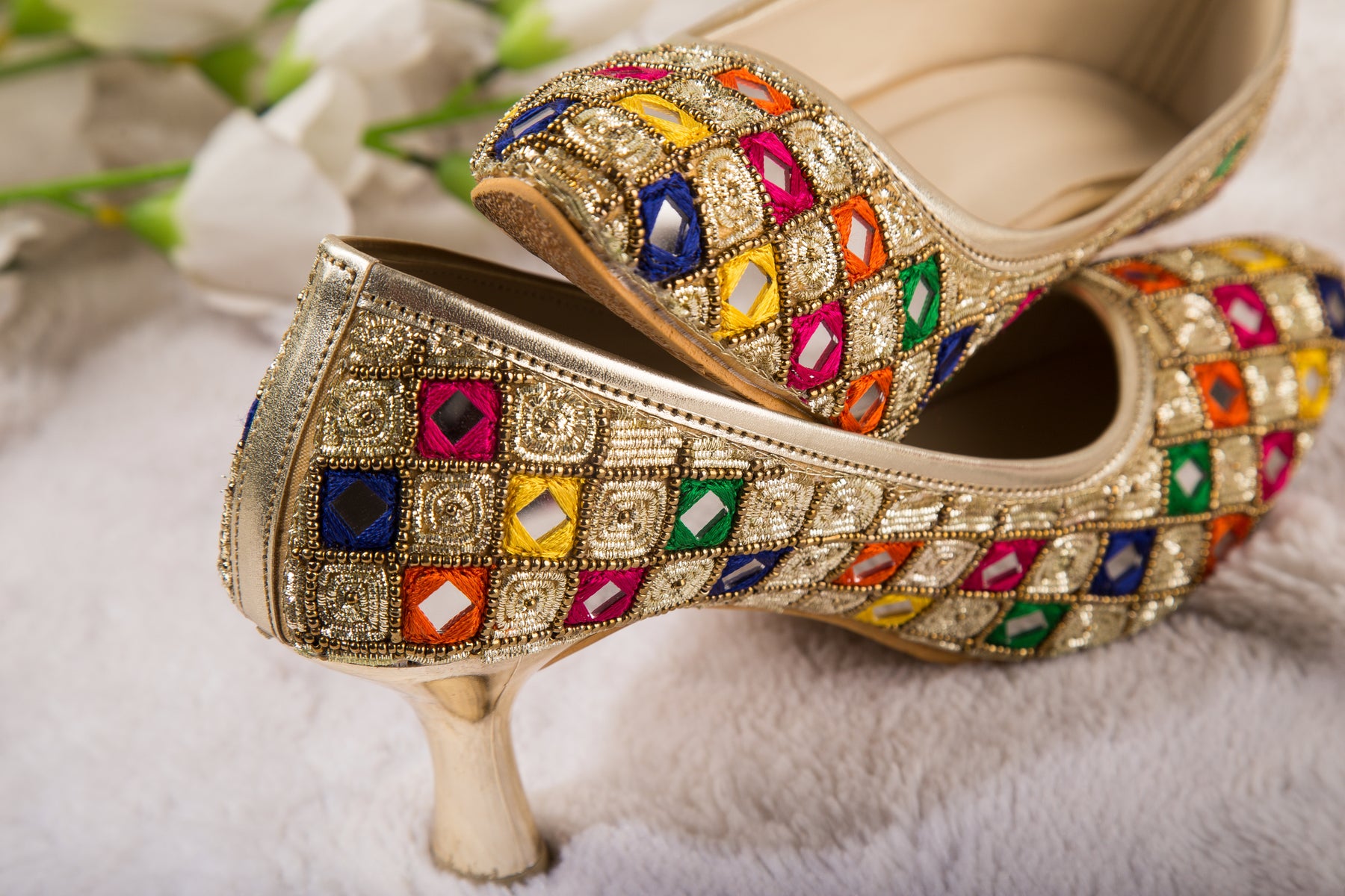 Ethnic Indian Women Mustard Heel With Embroidery Wedding Heels Bridal Heels  Gift for Her Zardozi Embroidery High Comfort Heels Block Heels - Etsy