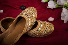 Regular Wear Golden Mirror & Embroidered Jutti