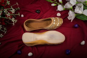 Regular Wear Golden Mirror & Embroidered Jutti