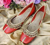 Ghunghroo Edit - Red Premium Leather Jutti