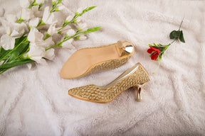 Golden Color Premium & Heavy Zari Work Ethnic Heels