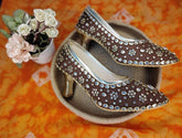 Stylish Stone beaded brown color heels