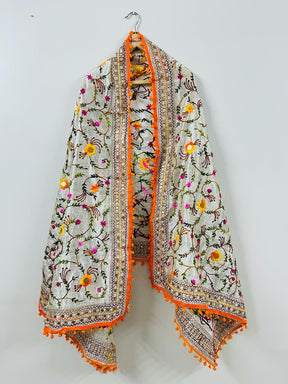 Chanderi Cotton Dupatta With Pom Pom