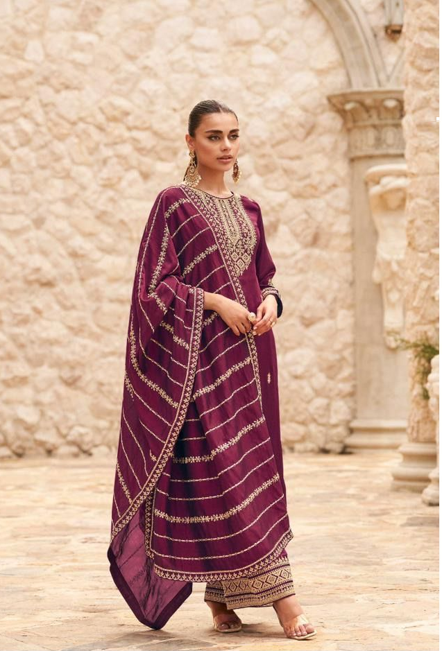 MEERA- MAGENTA COLOR PREMIUM SILK SALWAR SUIT DRESS MATERIAL